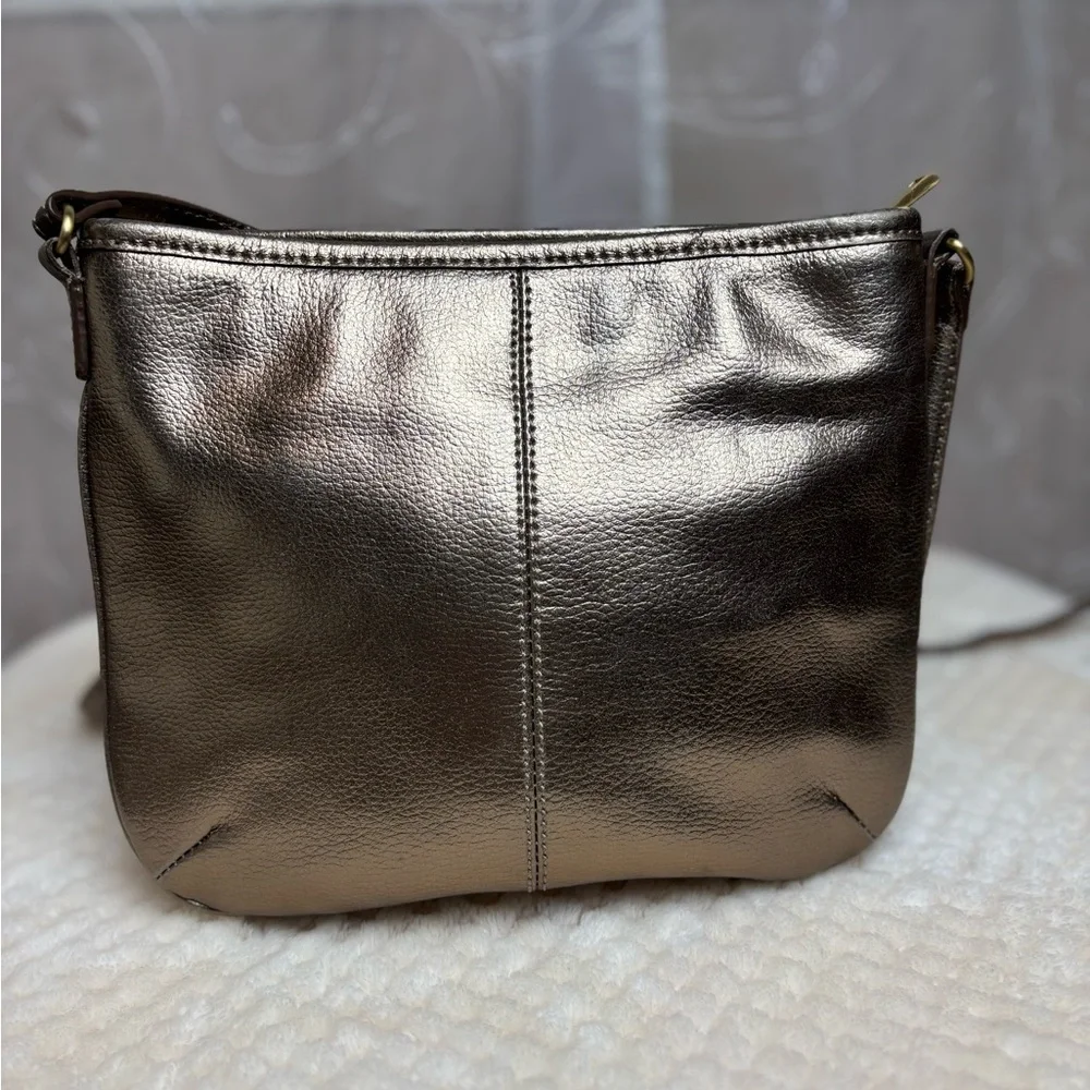 Calvin Klein Gold Metallic Faux Leather Crossbody Purse